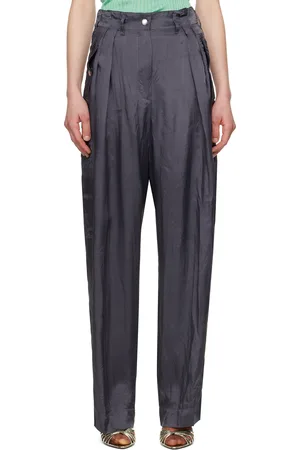 DRIES VAN NOTEN Pantalon de travail gris en viscose