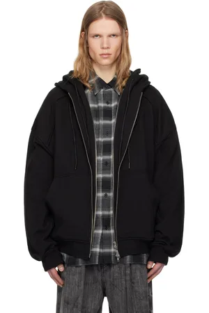 JUUN.J Pull à capuche étagé noir à glissières