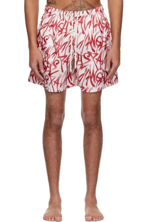 Palm Angels Maillot de bain rouge et blanc à motif de graffiti