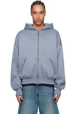 Palm Angels Pull à capuche gris en néoprène à logo incurvé