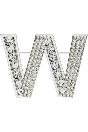 Max Mara Broche Carella argenté et blanc