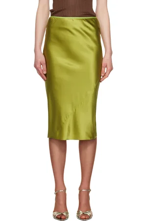 DRIES VAN NOTEN Jupe midi kaki en soie