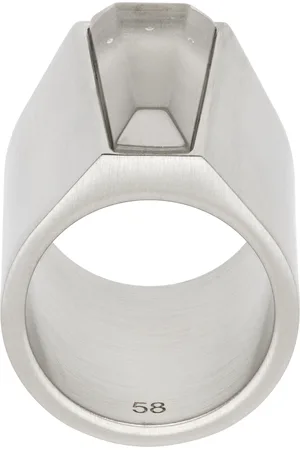Rick Owens Bague argentée à ornement Trunk à cristal de roche biseauté - Hollywood