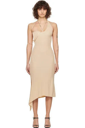Courrèges Robe longue Undressed beige en jersey