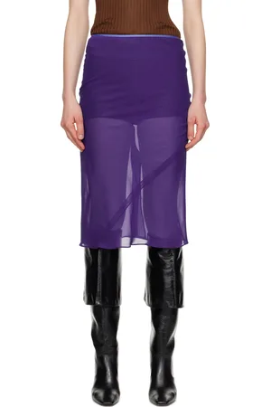 DRIES VAN NOTEN Jupe midi mauve en soie