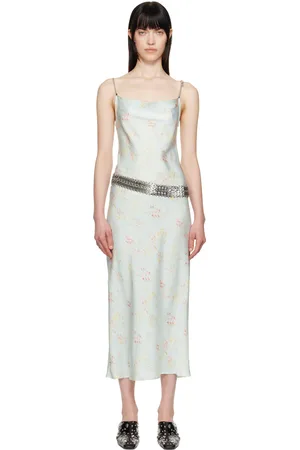 Paco rabanne Robe midi en satin à motif fleuri imprimé