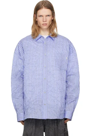 JUUN.J Chemise froissée bleue à rayures