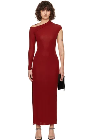 Courrèges Robe longue asymétrique rouge