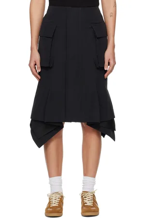 SACAI Jupe midi noire en gros-grain