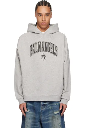Palm Angels Pull à capuche gris à logo de style collégial