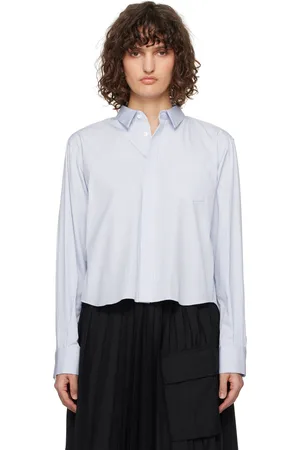 SACAI Chemise bleu et blanc en popeline