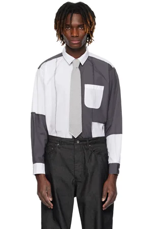 ENGINEERED GARMENTS Chemise gris et blanc à col classique