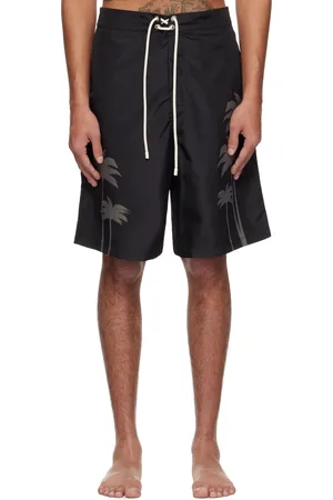 Palm Angels Maillot de bain noir à images de palmiers imprimées