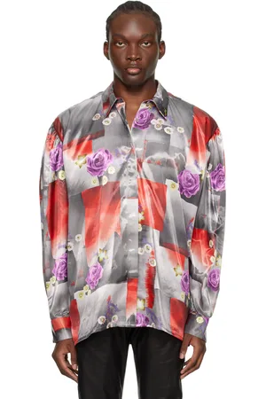 MARTINE ROSE Chemise rouge et gris