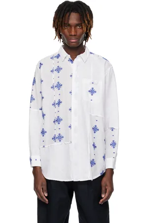 ENGINEERED GARMENTS Chemise blanc et bleu à col classique