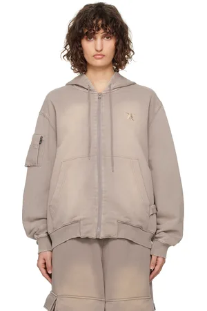 OPEN YY Pull à capuche droit à effet délavé et à poches