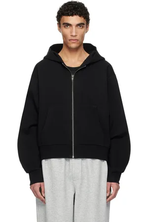 Recto Pull à capuche noir à glissière et à logo