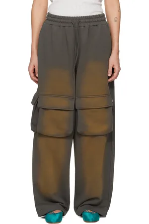 OPEN YY Pantalon de survêtement ample gris à effet délavé et à poches
