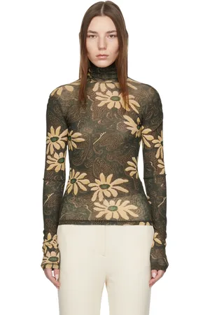 Nanushka Col roulé Harri kaki à motif fleuri