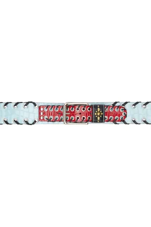 Chopova Lowena Ceinture Carter bleu et rouge en cuir gaufré façon croco