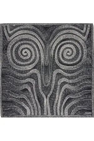 Jean Paul Gaultier Foulard noir et gris en soie à motif en spirale imprimé