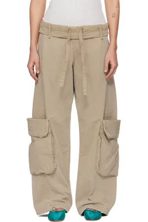 OPEN YY Pantalon cargo lavé à taille roulée