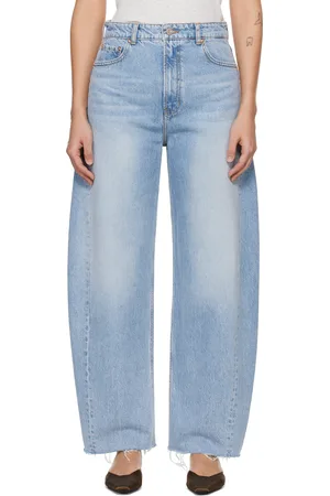 Recto Jean 90s bleu à taille haute et à jambes incurvées
