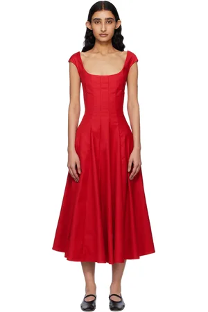 DANIELLE GUIZIO Robe midi Leila rouge