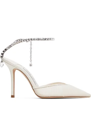Jimmy Choo Chaussures à talon 100 blanc cassé à chaine Saeda