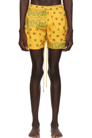 Rhude Maillot de bain jaune à motif cachemire