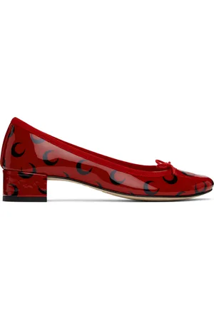 Marine Serre Chaussures à talon Camille rouge et noir en cuir à motif à logos imprimé édition Repetto