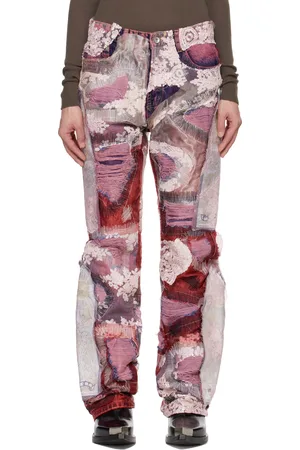 Who Decides War Jean Affinity rouge et bleu en denim surteint