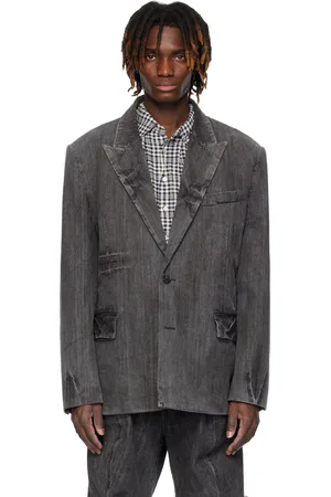 JUUN.J Veston gris en denim à effet délavé