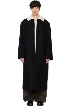 AMOMENTO Long manteau noir à simple boutonnage