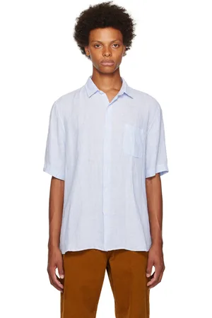 Sunspel Chemise bleue à rayures fines