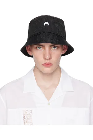 Marine Serre Chapeau bob noir en moiré régénéré - White Line