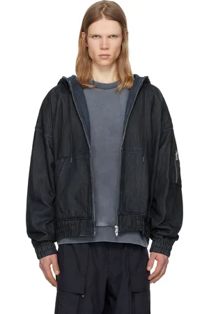 JUUN.J Blouson de travail bleu marine en denim lavé à l