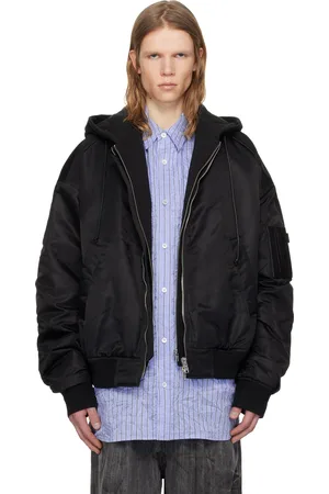JUUN.J Blouson aviateur MA-1 noir à capuche amovible