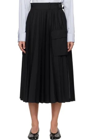 SACAI Jupe midi noire en tissu de costume