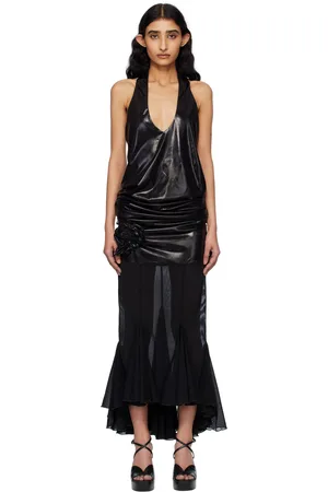 Fancì Club Robe midi Skinks noire à ourlet queue-de-poisson
