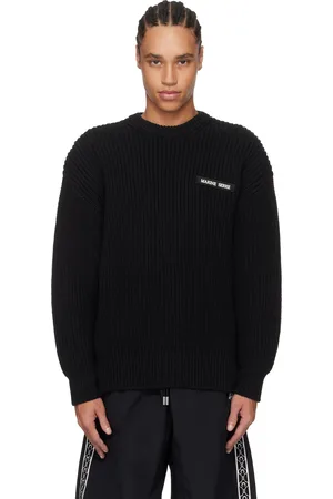 Marine Serre Pull noir en tricot façon cardigan à col ras du cou