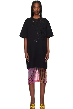 DRIES VAN NOTEN Robe courte noire à ornements brodés