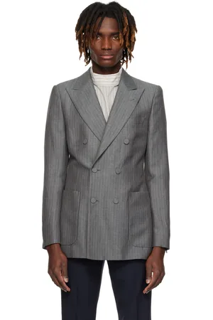 DRIES VAN NOTEN Veston gris à rayures