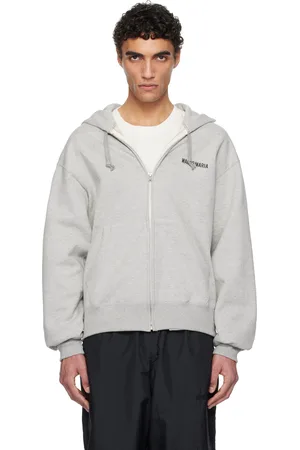 Wacko Maria Pull à capuche gris en jersey épais à glissière
