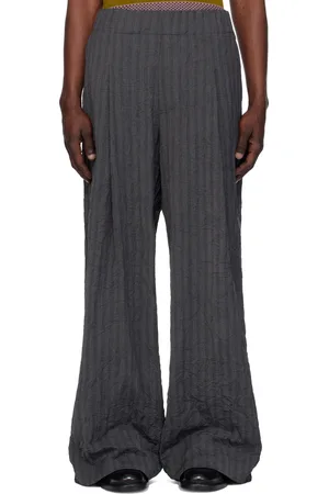 DRIES VAN NOTEN Pantalon bleu marine à plis