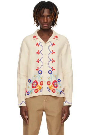 BODE Chemise blanc cassé à motif Garden Party perlé