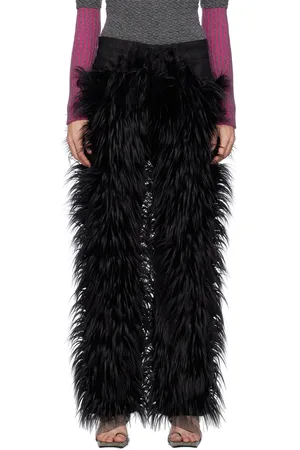 Paula Canovas Del Vas Jean noir en fourrure synthétique exclusif à SSENSE