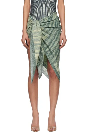 Jean Paul Gaultier Jupe cache-maillot bleue à motif en spirale