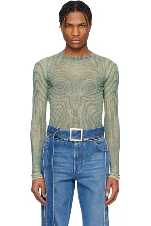 Jean Paul Gaultier T-shirt bleu à motif en spirale