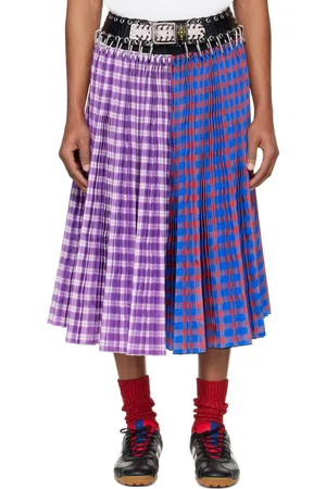 Chopova Lowena Jupe midi mauve et bleu à mousquetons exclusive à SSENSE